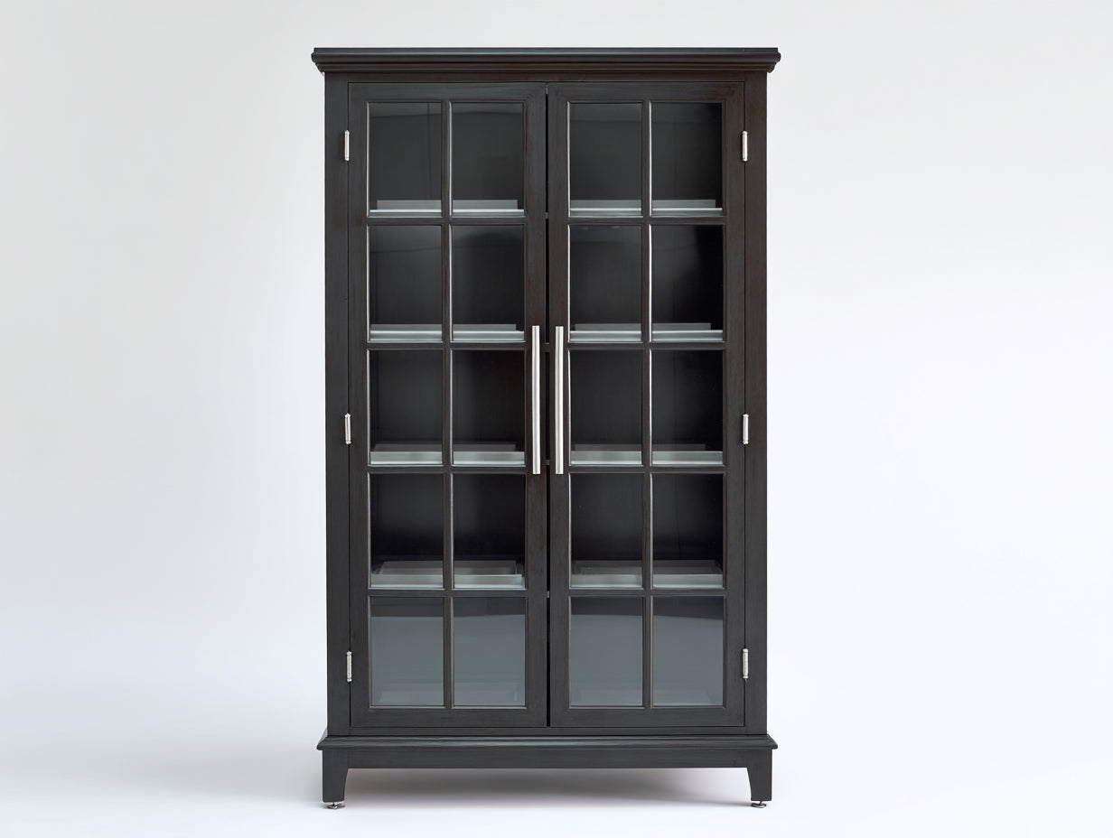 Vetrina - Legno-vetro - 126x43x202 cm - Nero - Stile contemporaneo