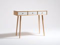 Scrivania - Legno - 120x44x76 cm - Bianco-Naturale - Stile moderno con cassetti