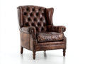 Poltrona in pelle-pelle-legno-94x88x106 cm-Marrone bruciato-Stile classico