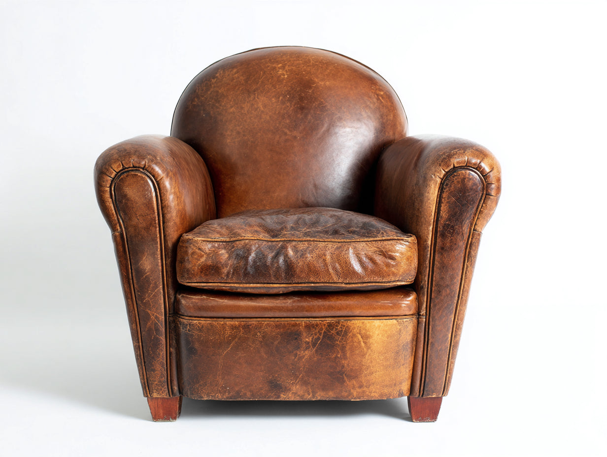 Poltrona in pelle-pelle-legno-96x88x80 cm-Marrone miele-Stile vintage