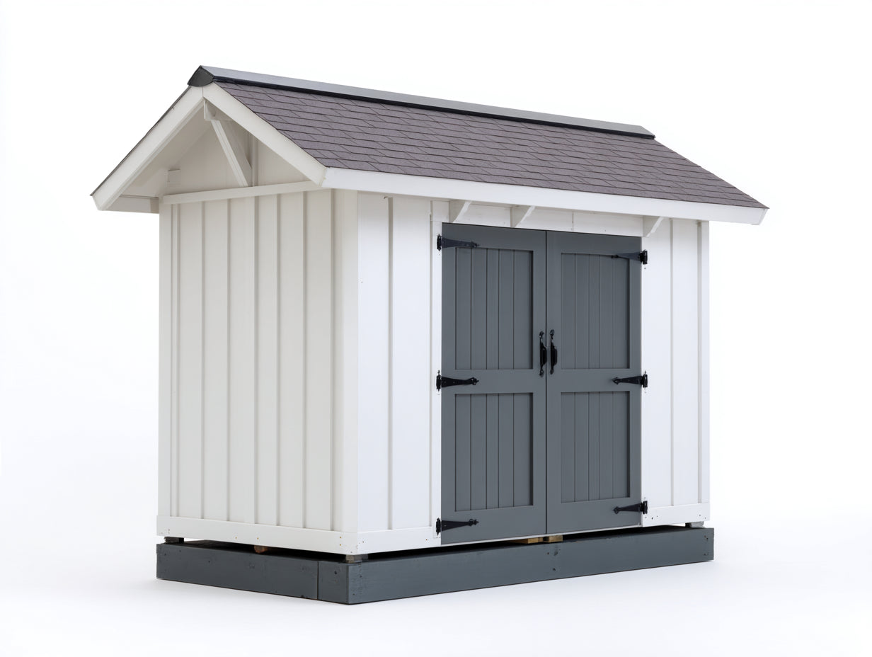 Casetta da giardino - legno - 305x220x250 cm - bianco-grigio - stile moderno