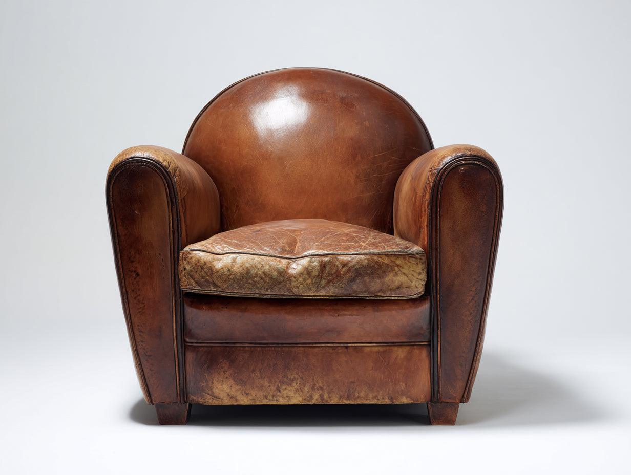 Poltrona in pelle-pelle-legno-96x88x80 cm-Marrone miele-Stile vintage