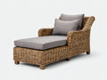 Lettino prendisole - rattan-tessuto-legno - 187x78x85 cm - marrone naturale-grigio - stile naturale moderno