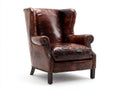Poltrona in pelle-pelle-legno-94x87x106 cm-Marrone bruciato-Stile classico