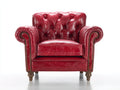 Poltrona in pelle-pelle-legno-96x88x98 cm-Rosso ciliegia-Stile Chesterfield