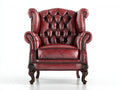 Poltrona in pelle-pelle-legno-94x88x103 cm-Rosso bordeaux-Stile Chesterfield