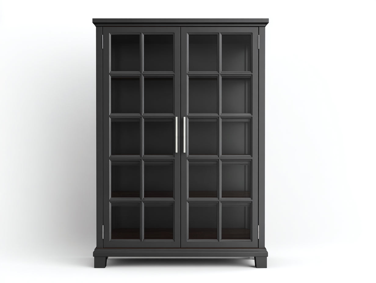 Vetrina - Legno-vetro - 132x44x208 cm - Nero - Stile moderno