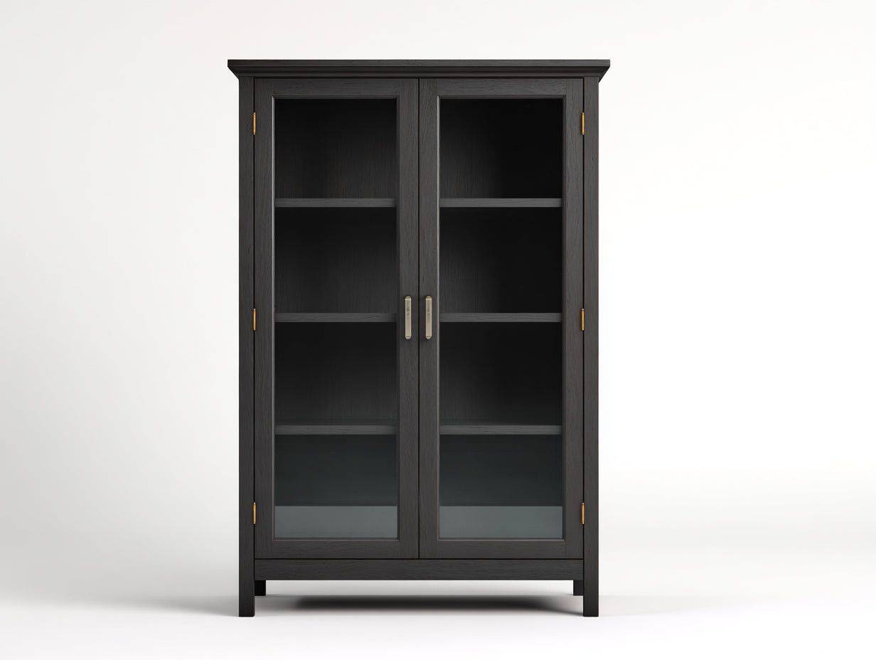 Vetrina - Legno-vetro - 108x41x196 cm - Nero - Stile moderno