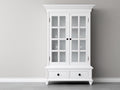 Vetrina - Legno-vetro - 126x43x214 cm - Bianco - Stile classico