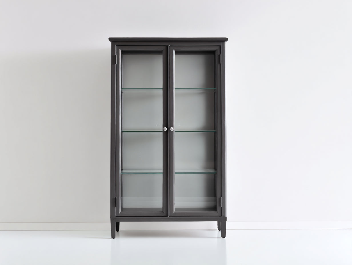 Vetrina - Legno-vetro - 98x40x176 cm - Grigio scuro - Stile moderno