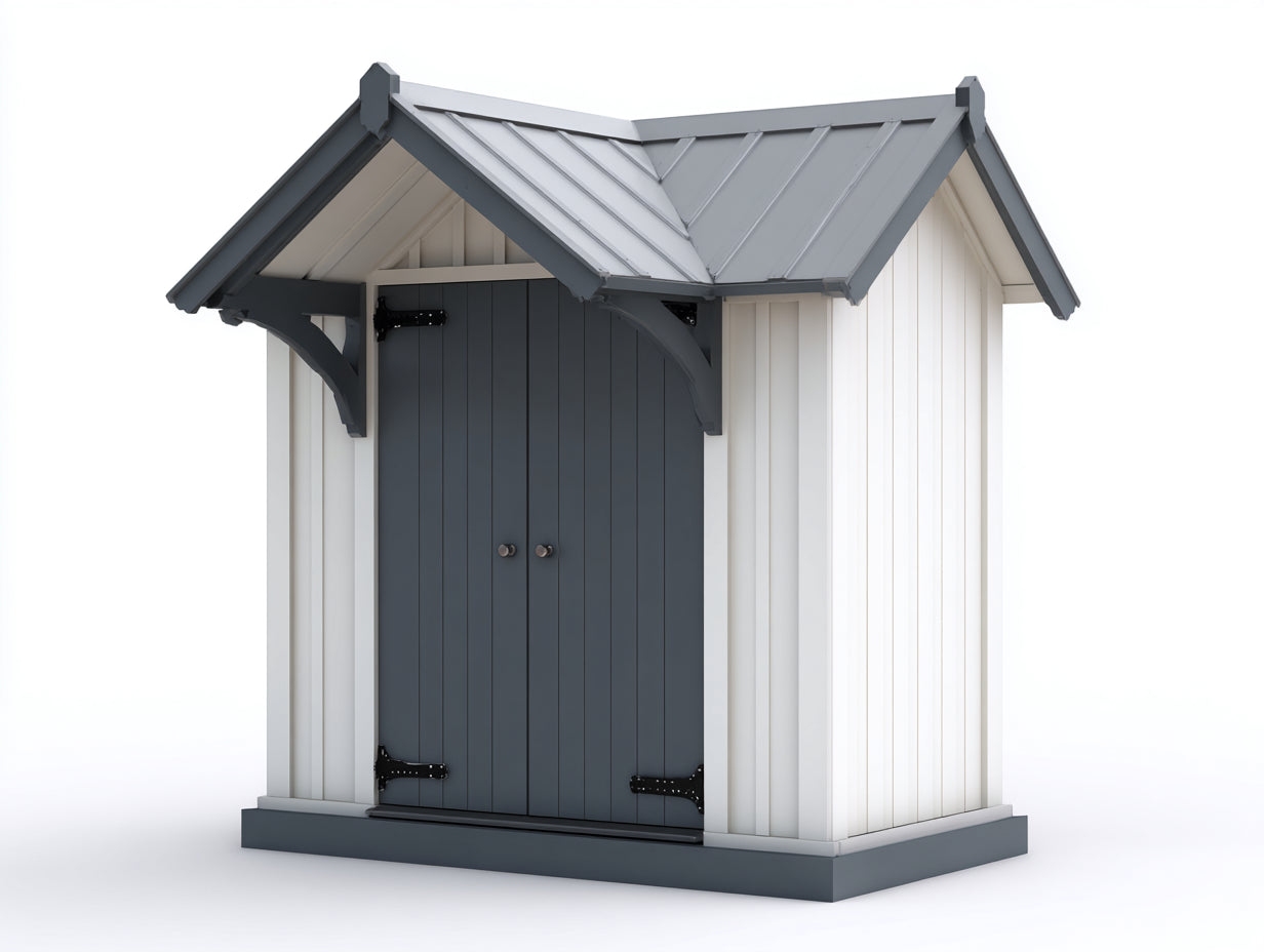 Casetta da giardino - legno - 245x185x245 cm - bianco-grigio - stile classico