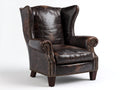 Poltrona in pelle-pelle-legno-93x87x106 cm-Marrone espresso-Stile vintage