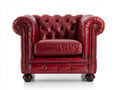 Poltrona in pelle-pelle-legno-103x90x84 cm-Rosso scuro-Stile classico