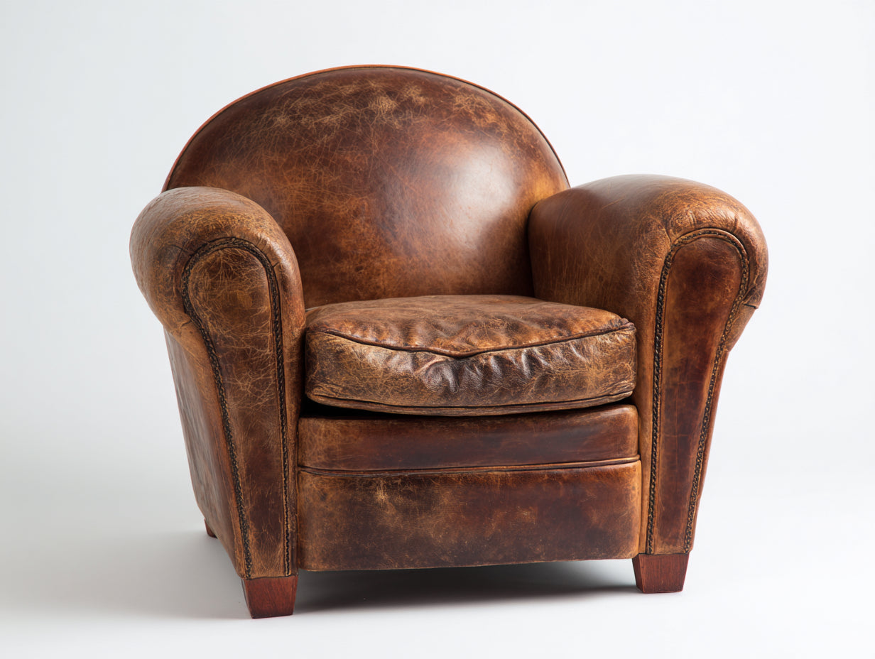 Poltrona in pelle-pelle-legno-99x91x82 cm-Marrone cognac-Stile club