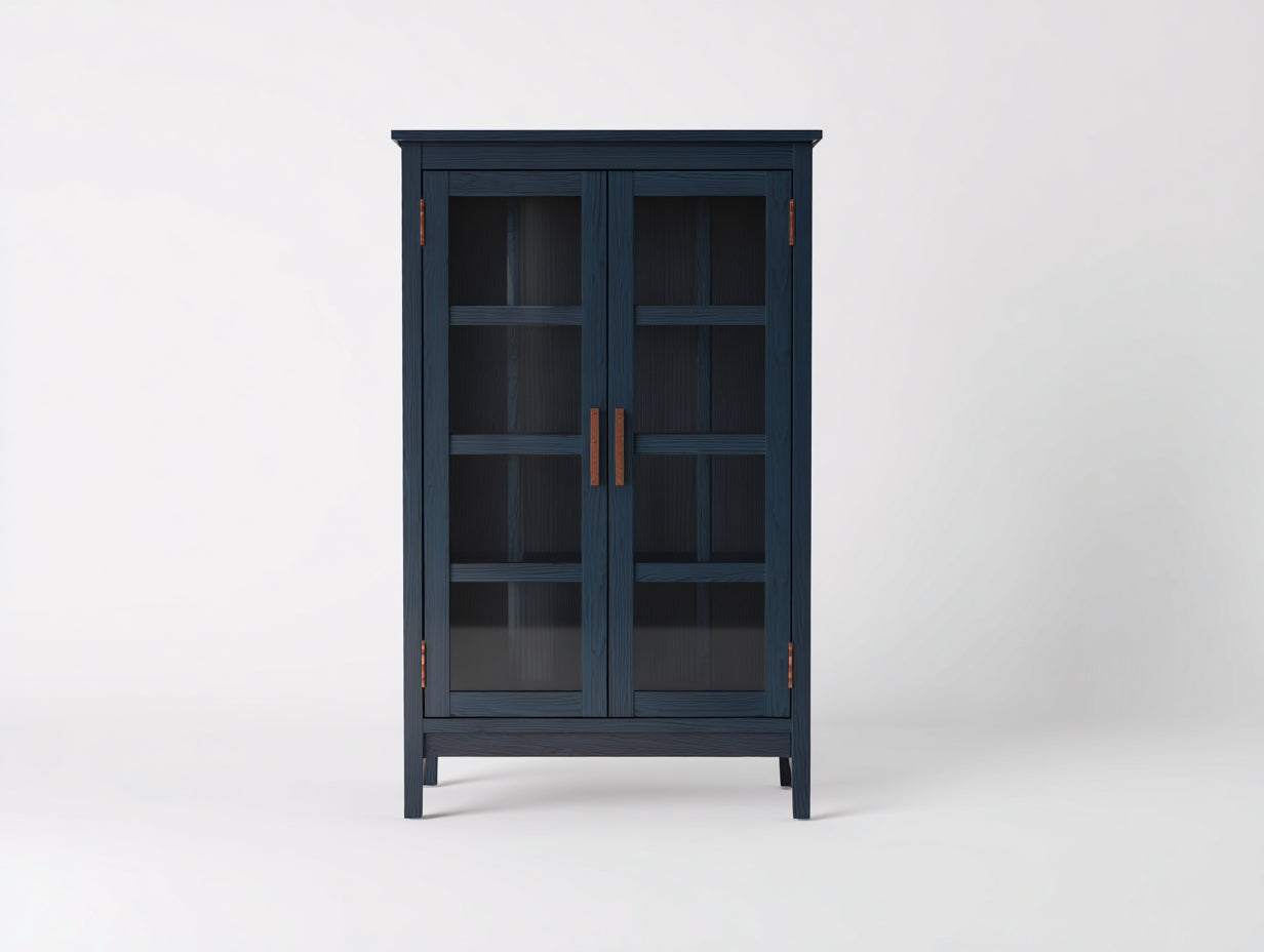 Vetrina - Legno-vetro - 96x40x188 cm - Blu scuro - Stile moderno