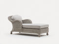 Lettino prendisole - rattan-tessuto-legno - 190x73x80 cm - grigio chiaro-bianco - stile naturale classico