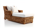 Lettino prendisole - rattan-tessuto-legno - 186x74x82 cm - marrone naturale-bianco - stile naturale moderno