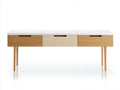 Scrivania - Legno - 140x50x76 cm - Bianco-Naturale - Stile moderno con cassetti