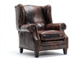 Poltrona in pelle-pelle-legno-95x89x107 cm-Marrone scuro-Stile classico