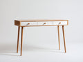 Scrivania - Legno - 125x46x77 cm - Bianco-Naturale - Stile scandinavo con cassetti