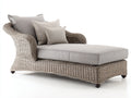 Lettino prendisole - rattan-tessuto-legno - 195x78x88 cm - grigio naturale-beige - stile classico naturale