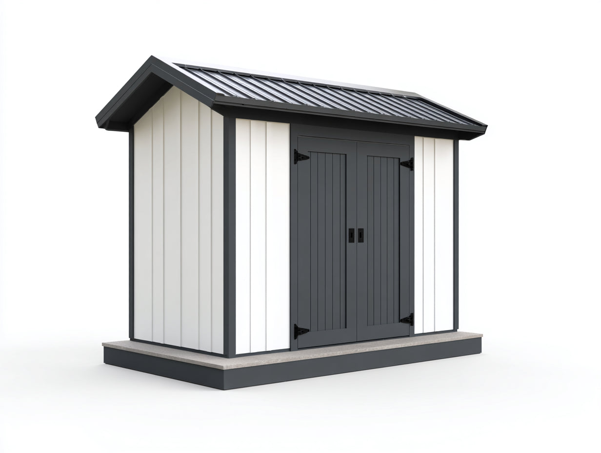 Casetta da giardino - legno - 295x215x245 cm - bianco-grigio - stile moderno