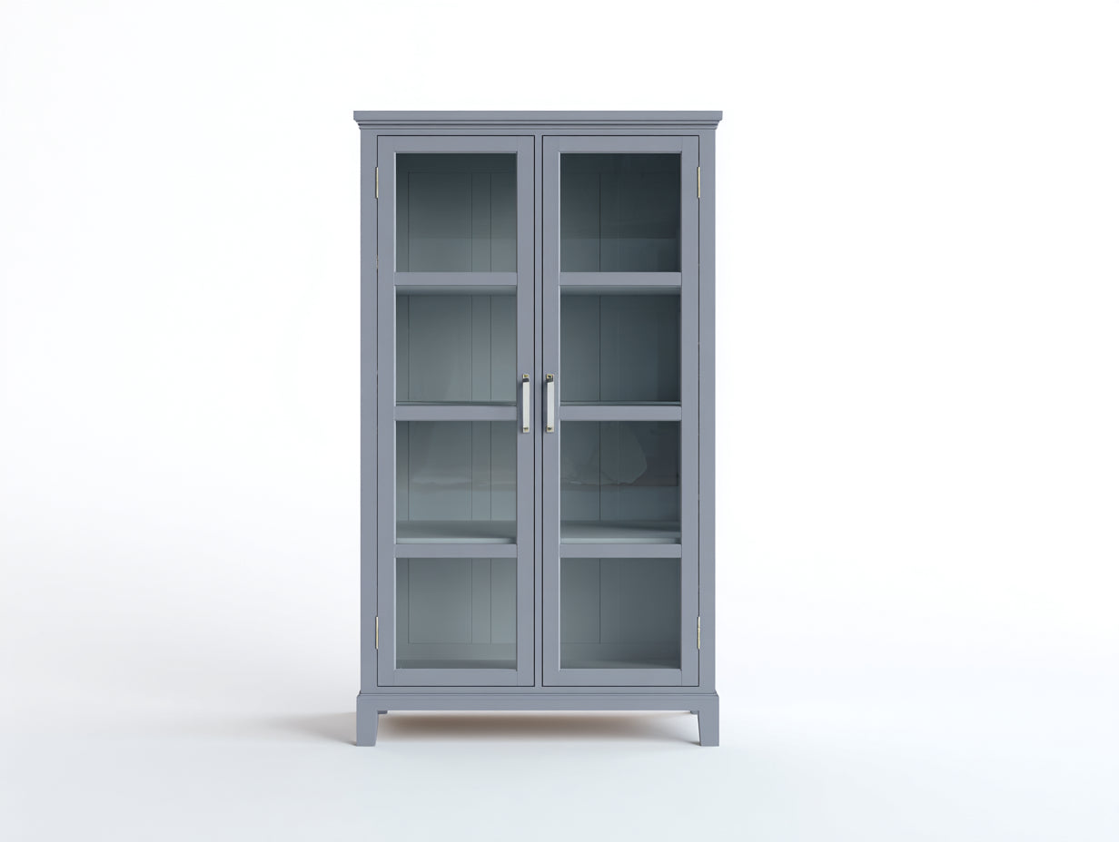 Vetrina - Legno-vetro - 100x39x178 cm - Grigio blu - Stile moderno